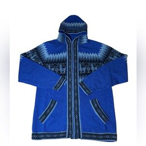 Peruvian Unisex Alpaca Blend Cardigan Hooded Zip up Sweater Size M/L